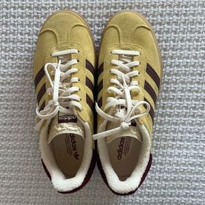 Adidas Gazelle Bold Platform Women’s Almost Yellow Maroon Athletic Shoes Size 7